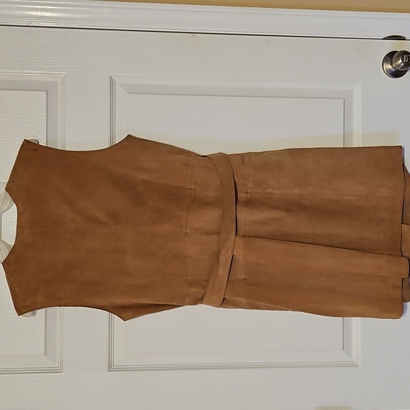 White House Black Market Suede Leather Sleeveless Trench Dress with Belt - Picture 11 of 16